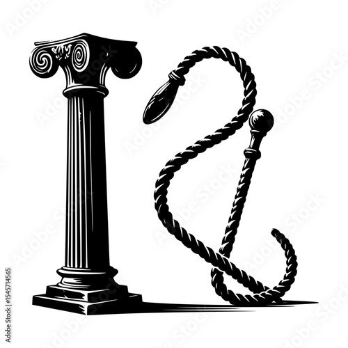 Classical column and ornate rope design