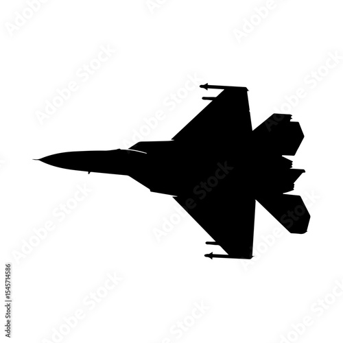  Black jet fighter plane silhouette icon vector flat design on white background