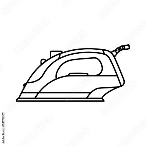 Electric iron in minimal line art style  