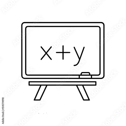 Chalkboard with mathematical equation x plus y drawn in black line art  
