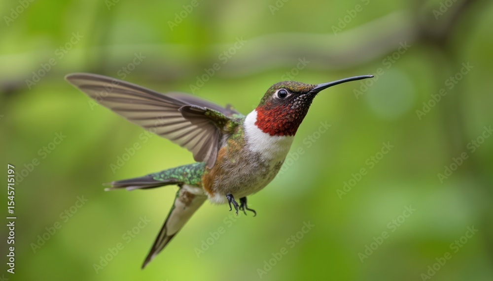 Obraz premium Close-up view of a hummingbird in flight.