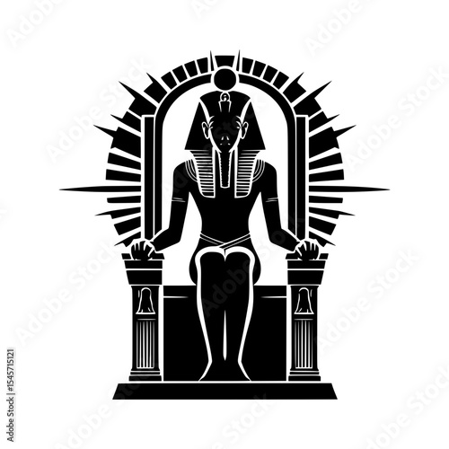 Egyptian pharaoh seated on throne silhouette