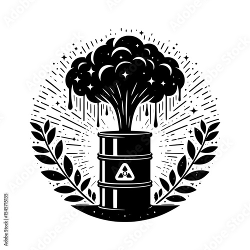 Toxic waste barrel explosion graphic design