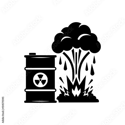 Nuclear waste barrel explosion hazard icon