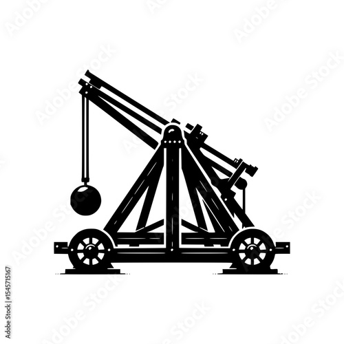Medieval trebuchet siege weapon illustration