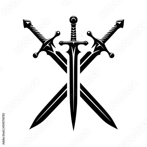 Three crossed swords medieval fantasy design