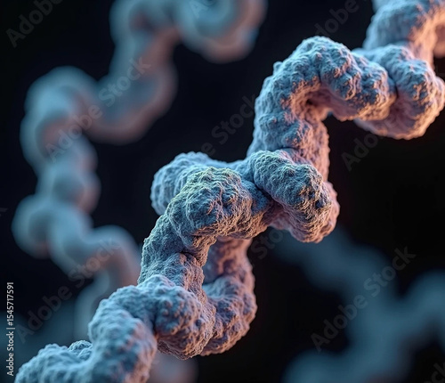 DNA Strand Macro: A close-up macro shot captures the intricate double helix structure of a DNA strand, showcasing its delicate, interwoven design.