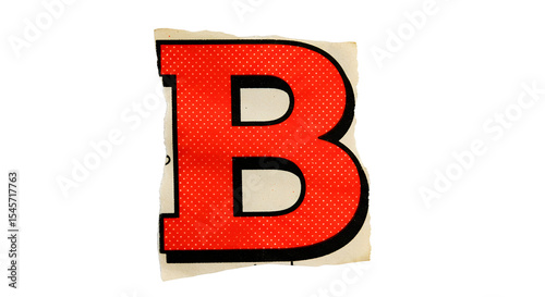 Real Paper Cutouts – Letter B: Torn Magazine & Newspaper Letters Photographed on White | High Definition | PNG image with transparent background