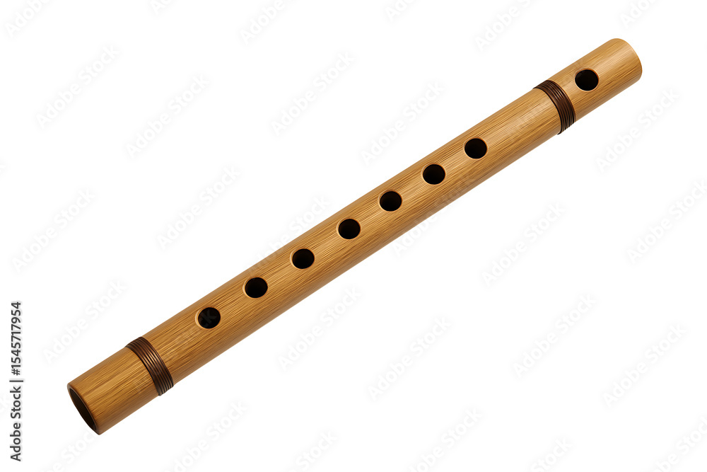 Fototapeta premium Bamboo flute isolated on transparent background