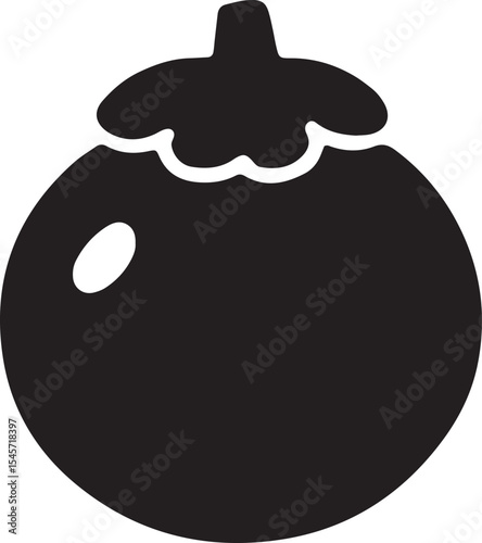 A striking silhouette of a tropical mangosteen, perfect for exotic fruit designs, health product labels, or vibrant tropical decor with its unique crown shape