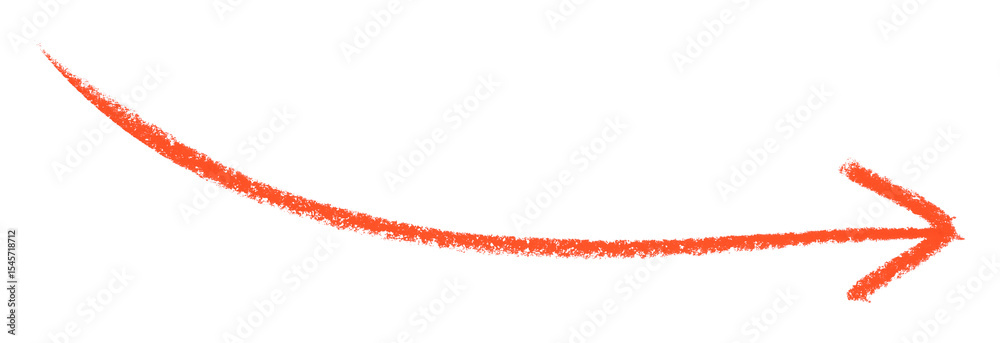 Fototapeta premium Red arrow symbol colored pencil isolated on transparent background