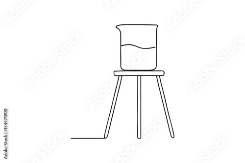 Beaker on tripod continuous one line drawing minimalism design