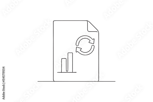 Data syncing report continuous one line drawing minimalism design