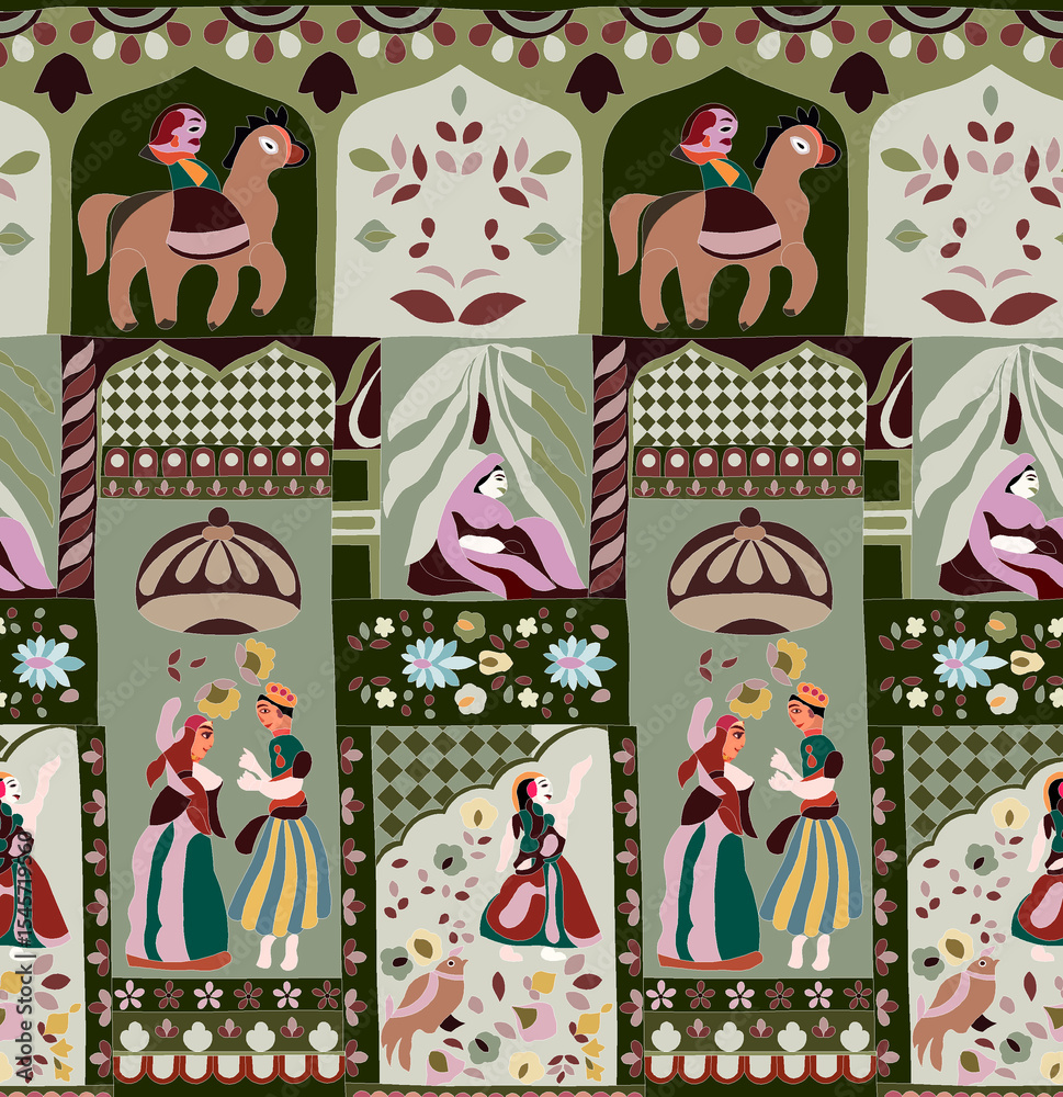 Fototapeta premium handmade mughal and geometric shape patternart 