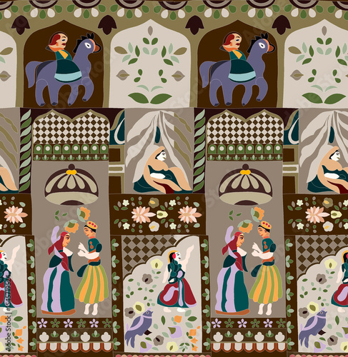 handmade mughal and geometric shape patternart 