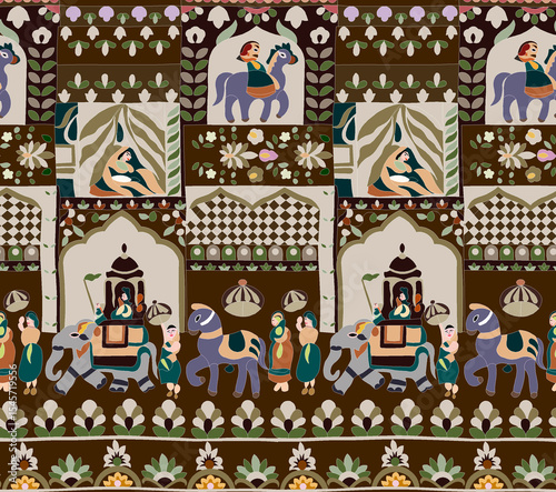 handmade mughal and geometric shape patternart 