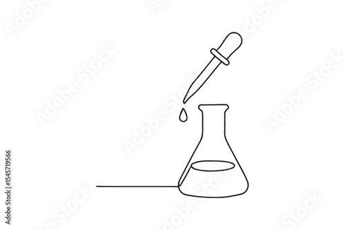 Flask and dropper continuous one line drawing minimalism design