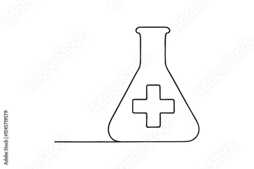 Flask with cross continuous one line drawing minimalism design