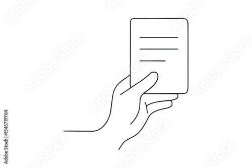 Hand holding report continuous one line drawing minimalism design