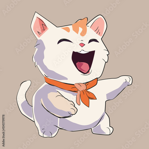 Cute and funny cat laughing vector illustration