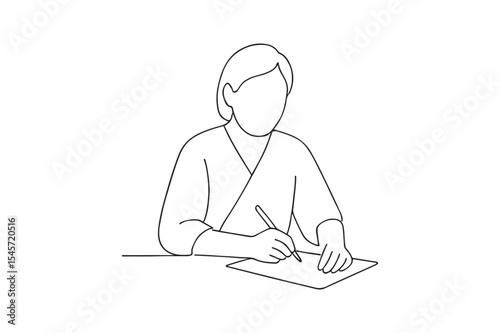 Patient writing report continuous one line drawing minimalism design