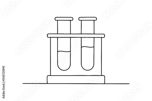 Two test tubes on rack continuous one line drawing minimalism design