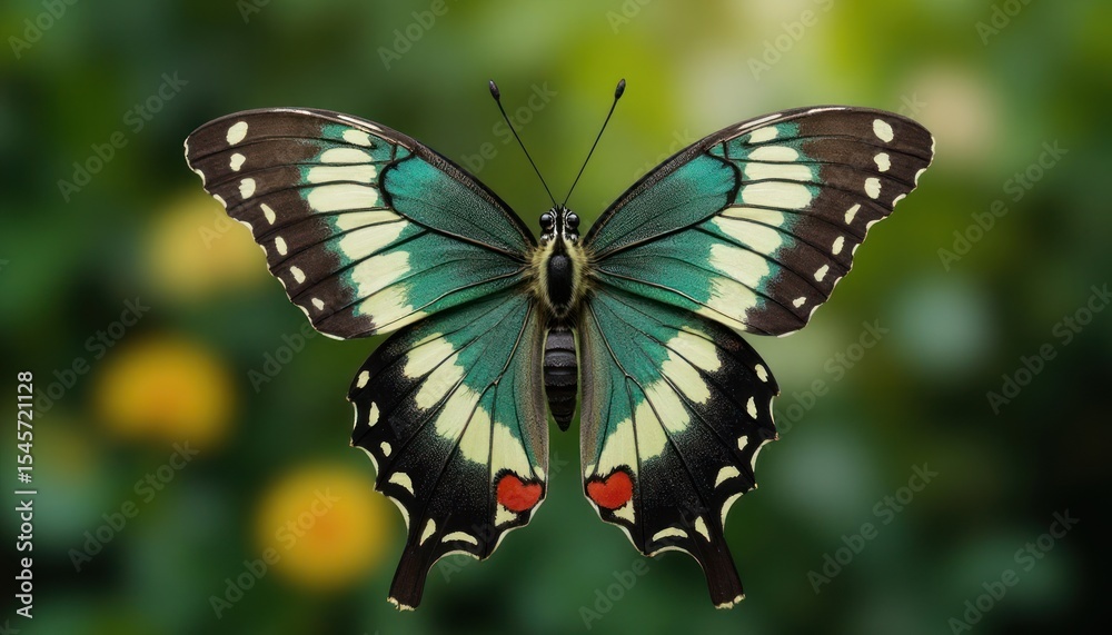 Fototapeta premium A vibrant butterfly with intricate wing patterns.