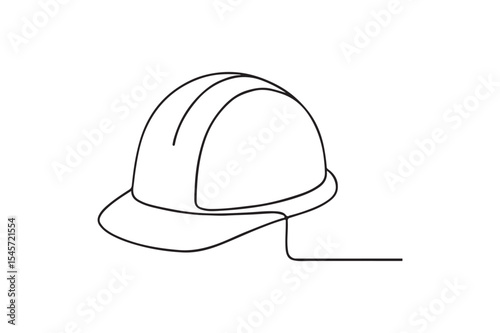 Construction Helmet continuous one line drawing minimalism design