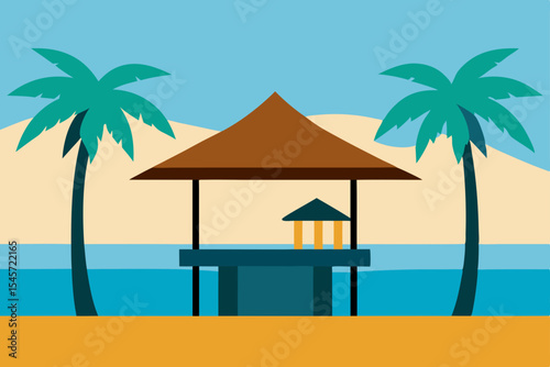 Tropical Beach Bar Idyllic Island Getaway Illustration