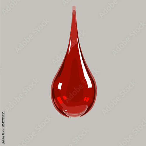 Single Red Drop: Abstract Liquid Illustration