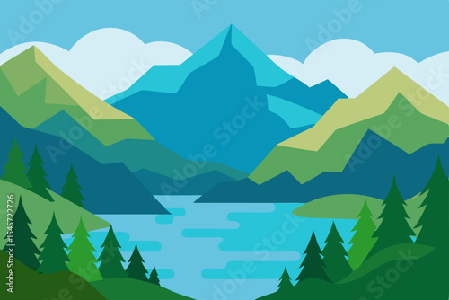 Serene Mountain Lake Landscape A Breathtaking View of Nature's Majesty