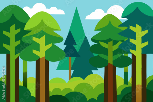 Vibrant Forest Illustration A Colorful Depiction of Nature's Majesty