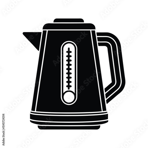 Electric Kettle Silhouette Vector Illustration on White Background 