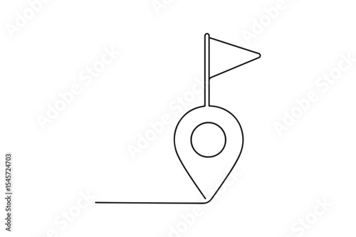 Location flag continuous one line drawing minimalism design