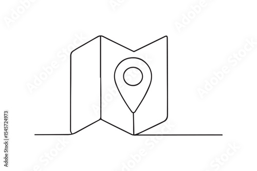 Map with location continuous one line drawing minimalism design