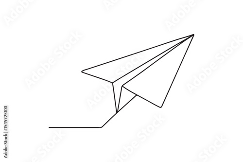 Paper airplane continuous one line drawing minimalism design
