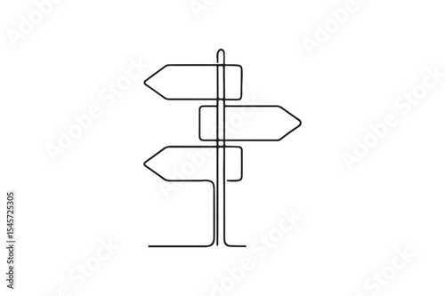 Signpost with arrows continuous one line drawing minimalism design