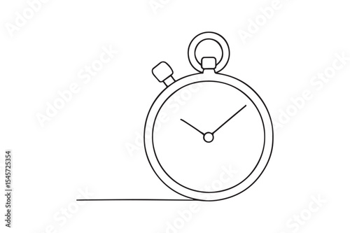 Stopwatch continuous one line drawing minimalism design