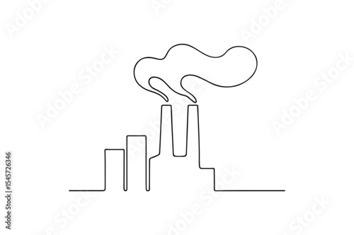 Factory emission continuous one line drawing minimalism design