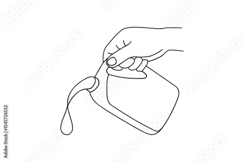 Hand pouring oil continuous one line drawing minimalism design