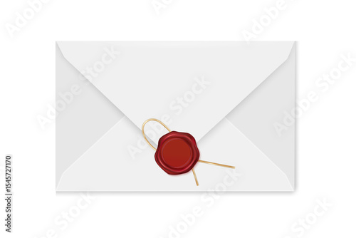 White mail envelope with a stamp. illustration of the wax luxury seal