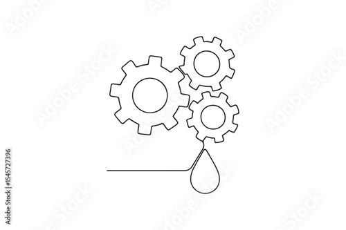 Oil gears continuous one line drawing minimalism design