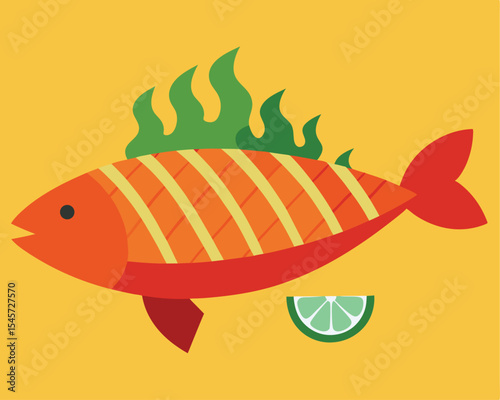 Grilled Salmon with Veggies Design fish on a plate