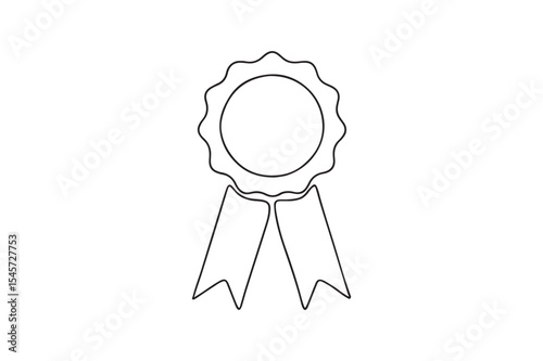 Ribbon badge continuous one line drawing minimalism design