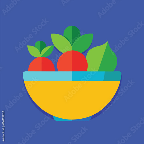 colorful superfood bowl flat design vector illustration of a fresh tomato