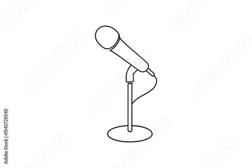 Microphone on stand continuous one line drawing minimalism design