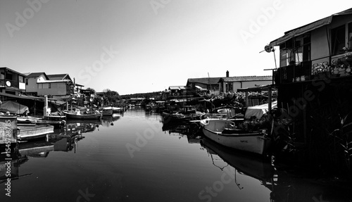 Small bay, boats and houses in  Chengene Skele Fisherman Village near to Bourgas