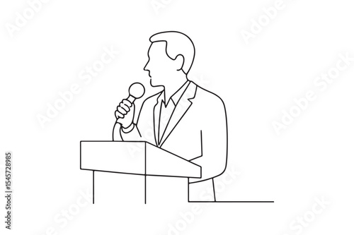 Podium speaker continuous one line drawing minimalism design