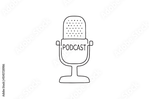 Podcast mic continuous one line drawing minimalism design
