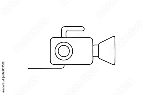 Video camera continuous one line drawing minimalism design